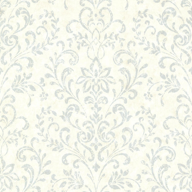 York Presley Blue Country Damask Wallpaper