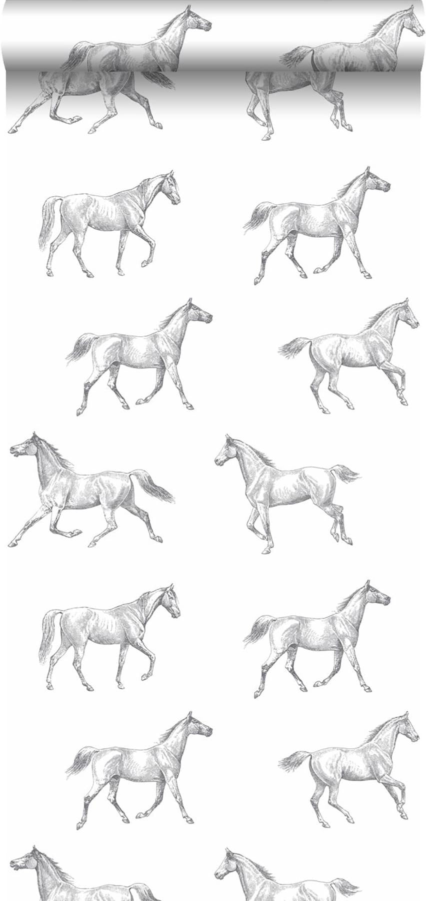 York Burnett Off-White Horses Wallpaper