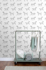 York Burnett Off-White Horses Wallpaper