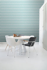 York Verdon Aquamarine Geometric Wallpaper