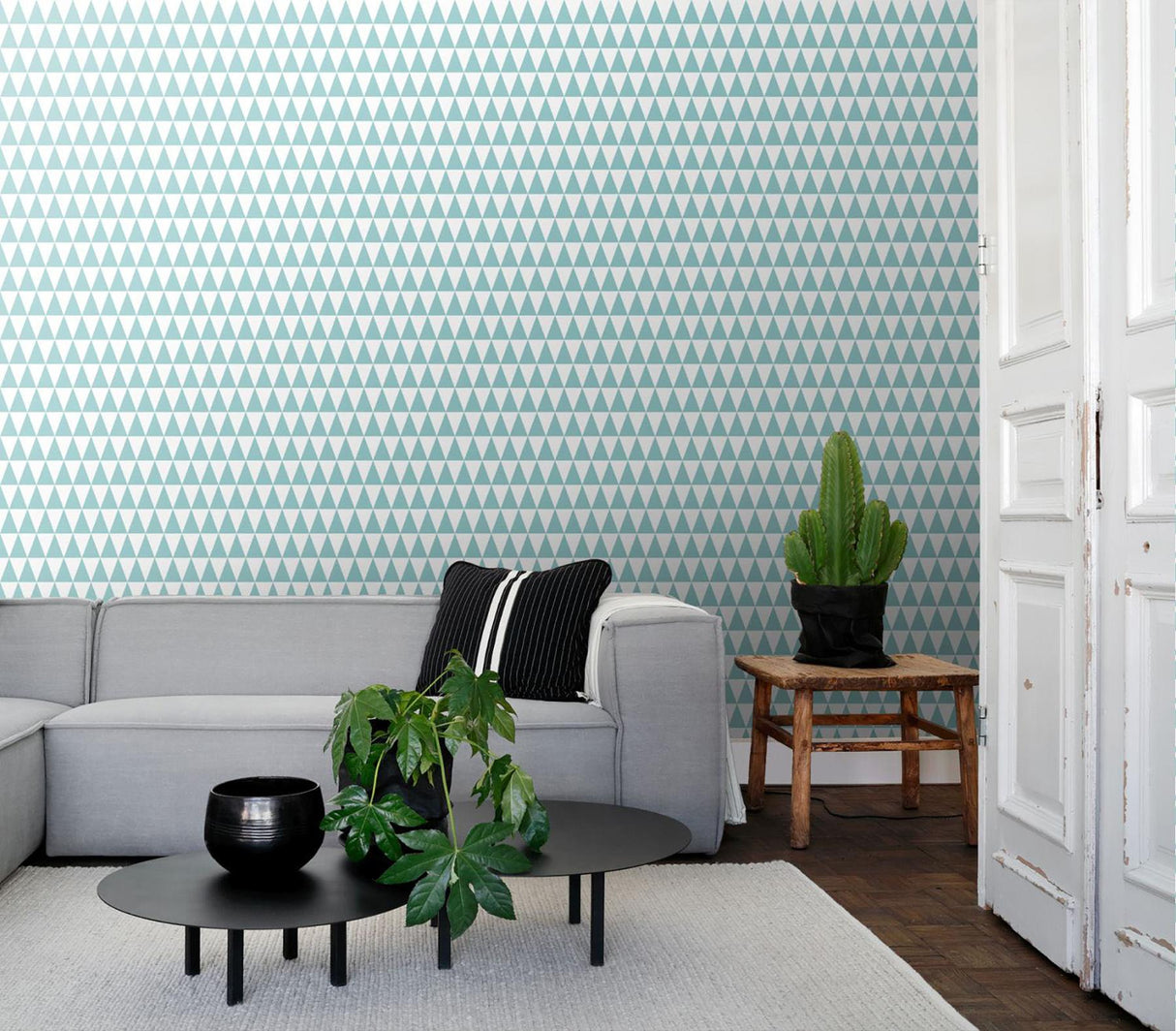 York Verdon Aquamarine Geometric Wallpaper