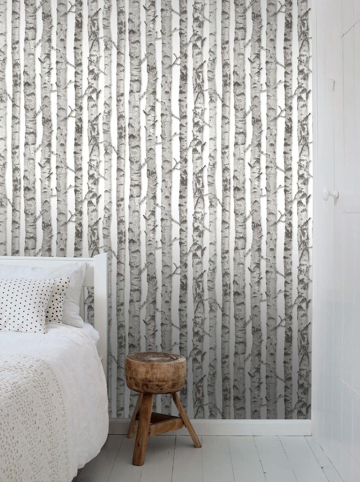 York Merman Light Grey Birch Tree Wallpaper