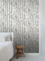 York Merman Light Grey Birch Tree Wallpaper