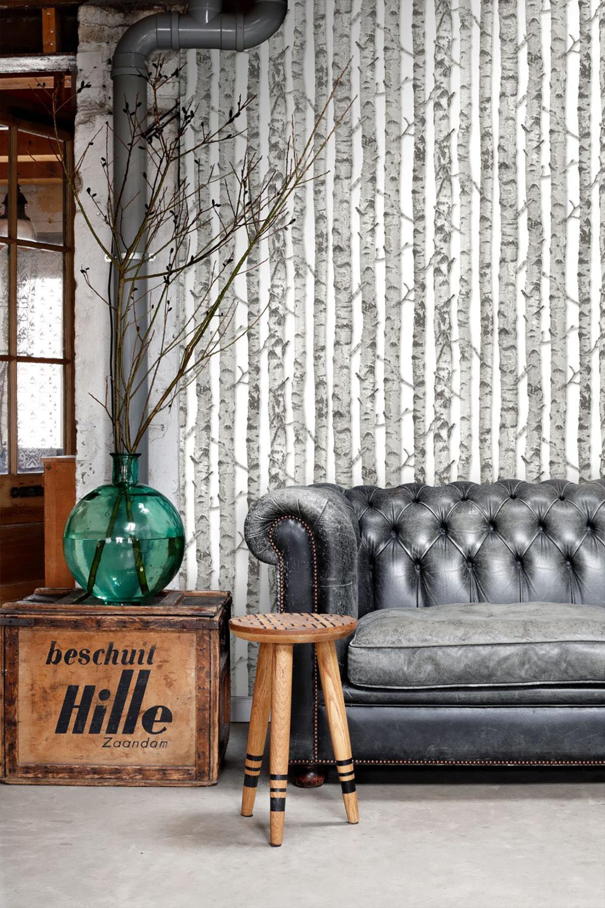York Merman Light Grey Birch Tree Wallpaper