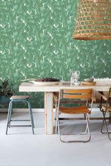York Dumott Green Tropical Leaves Wallpaper