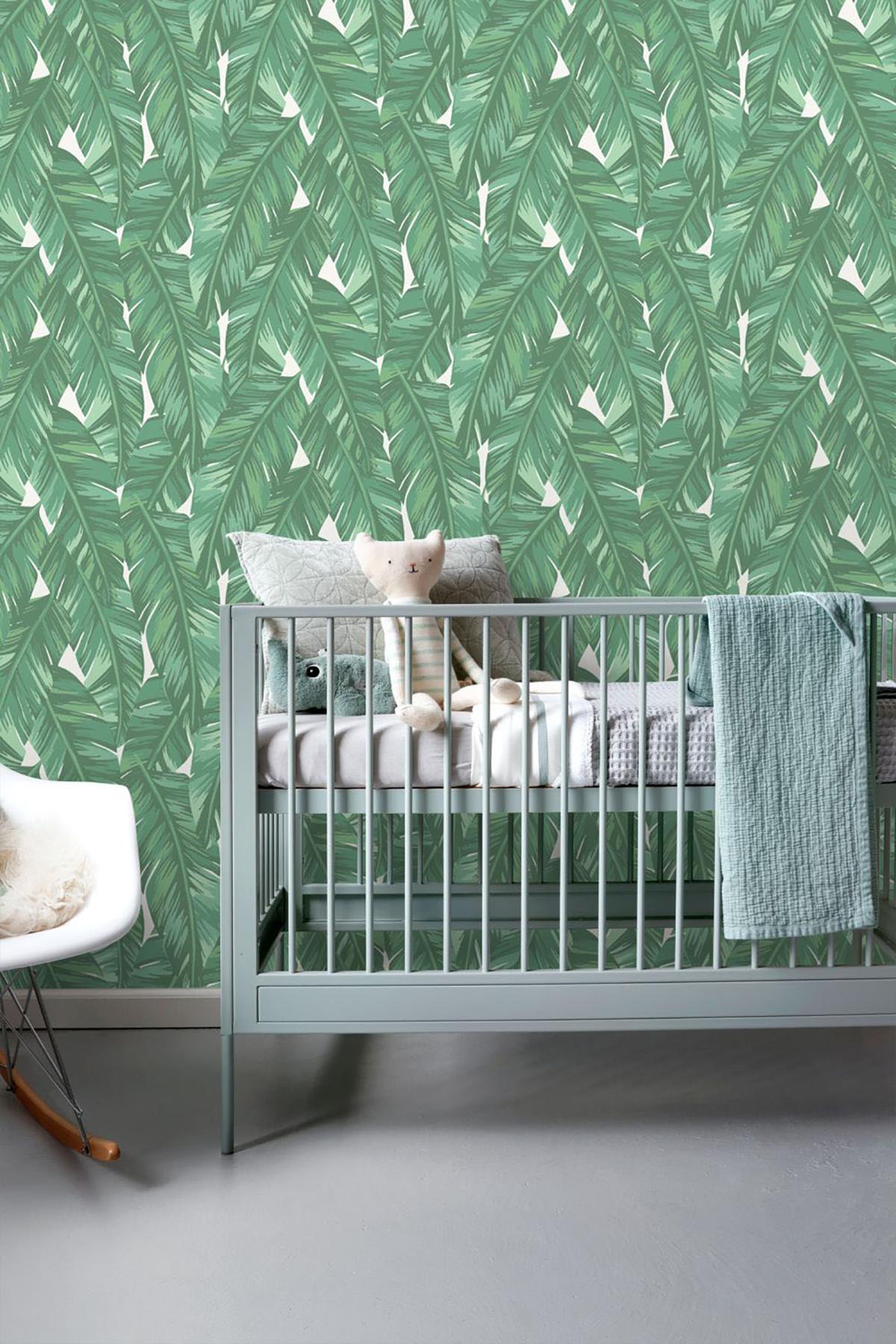 York Dumott Green Tropical Leaves Wallpaper