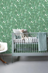 York Dumott Green Tropical Leaves Wallpaper