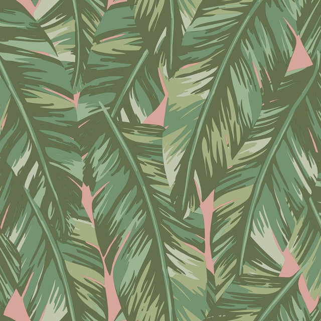 York Dumott Olive Tropical Leaves Wallpaper