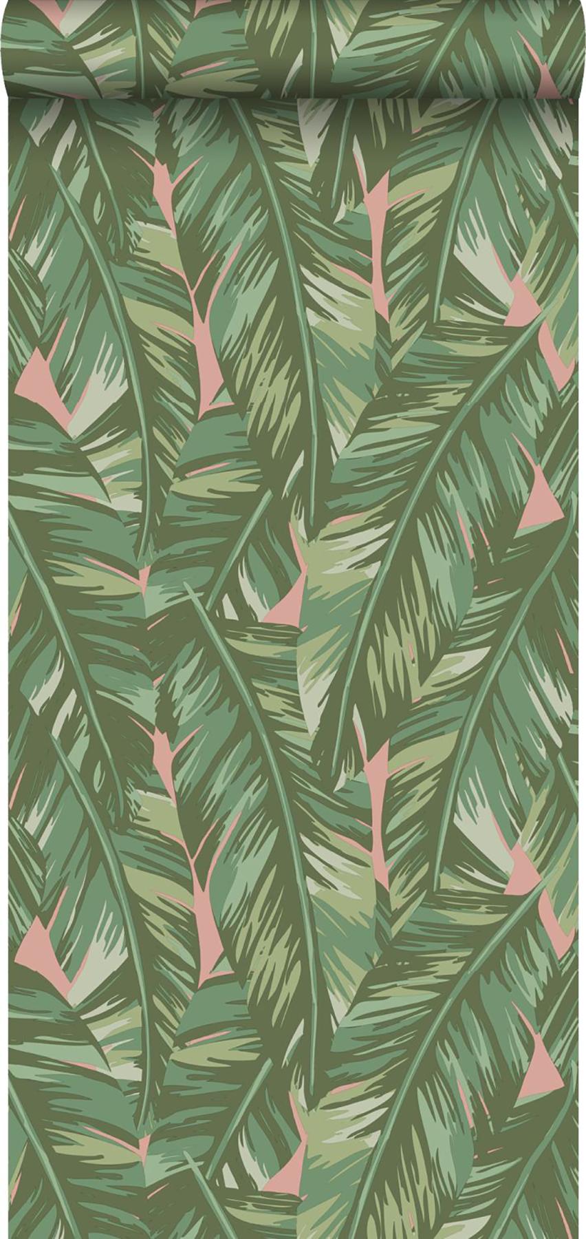 York Dumott Olive Tropical Leaves Wallpaper