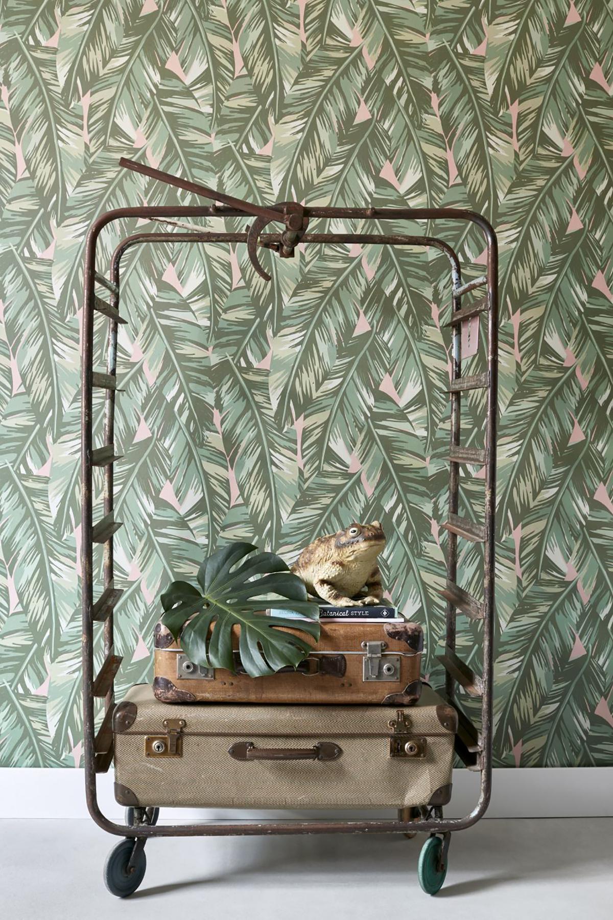 York Dumott Olive Tropical Leaves Wallpaper
