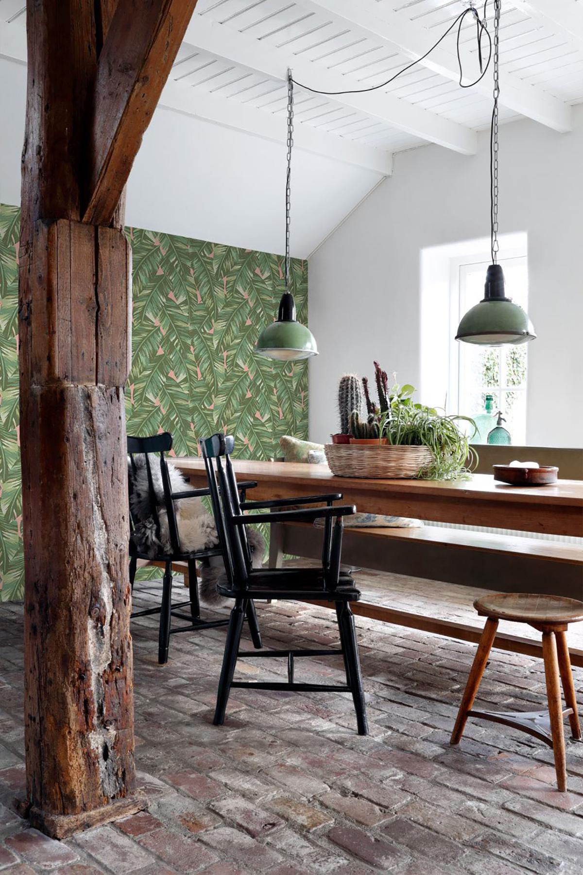 York Dumott Olive Tropical Leaves Wallpaper