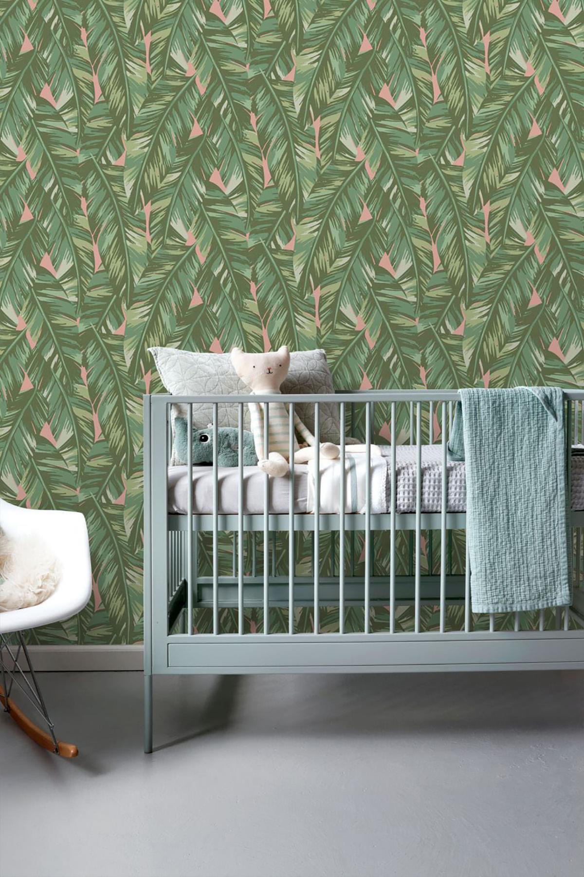 York Dumott Olive Tropical Leaves Wallpaper