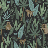 York Macaque Dark Green Monkeys Wallpaper