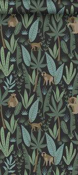 York Macaque Dark Green Monkeys Wallpaper