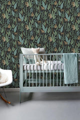 York Macaque Dark Green Monkeys Wallpaper