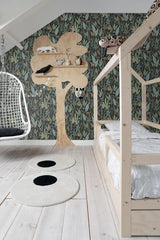 York Macaque Dark Green Monkeys Wallpaper