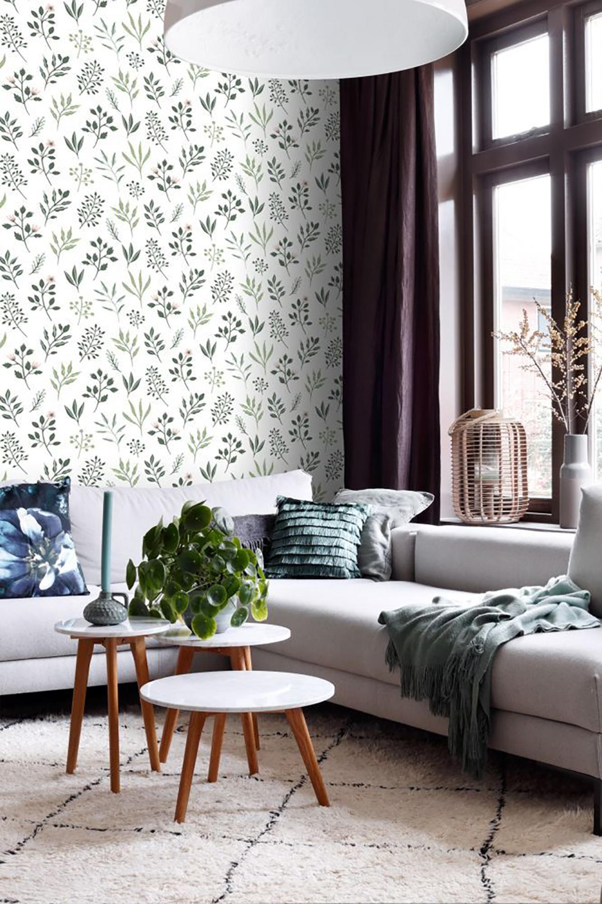 York Cynara White Scandinavian Floral Wallpaper