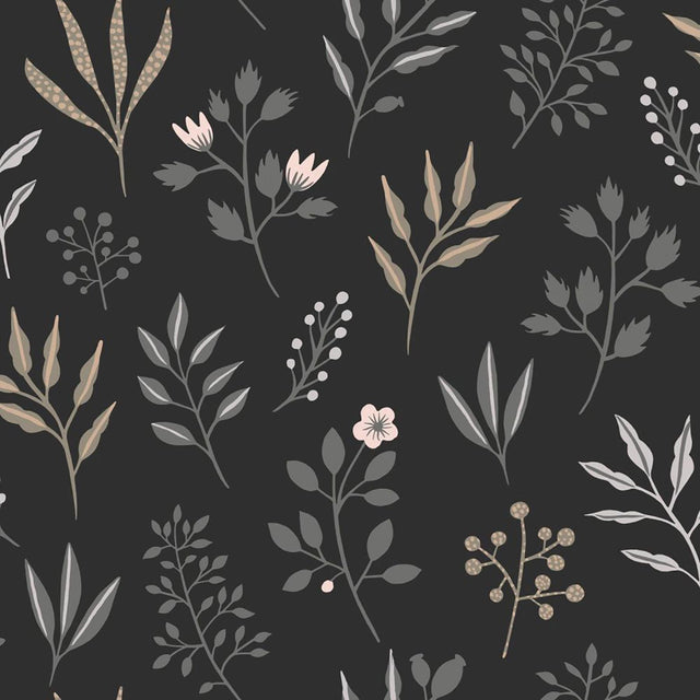 York Cynara Charcoal Scandinavian Floral Wallpaper