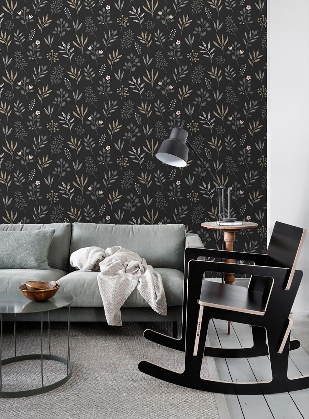 York Cynara Charcoal Scandinavian Floral Wallpaper