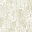 York Canales White Gold Inked Leaves Wallpaper