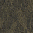 York Canales Black Gold Inked Leaves Wallpaper