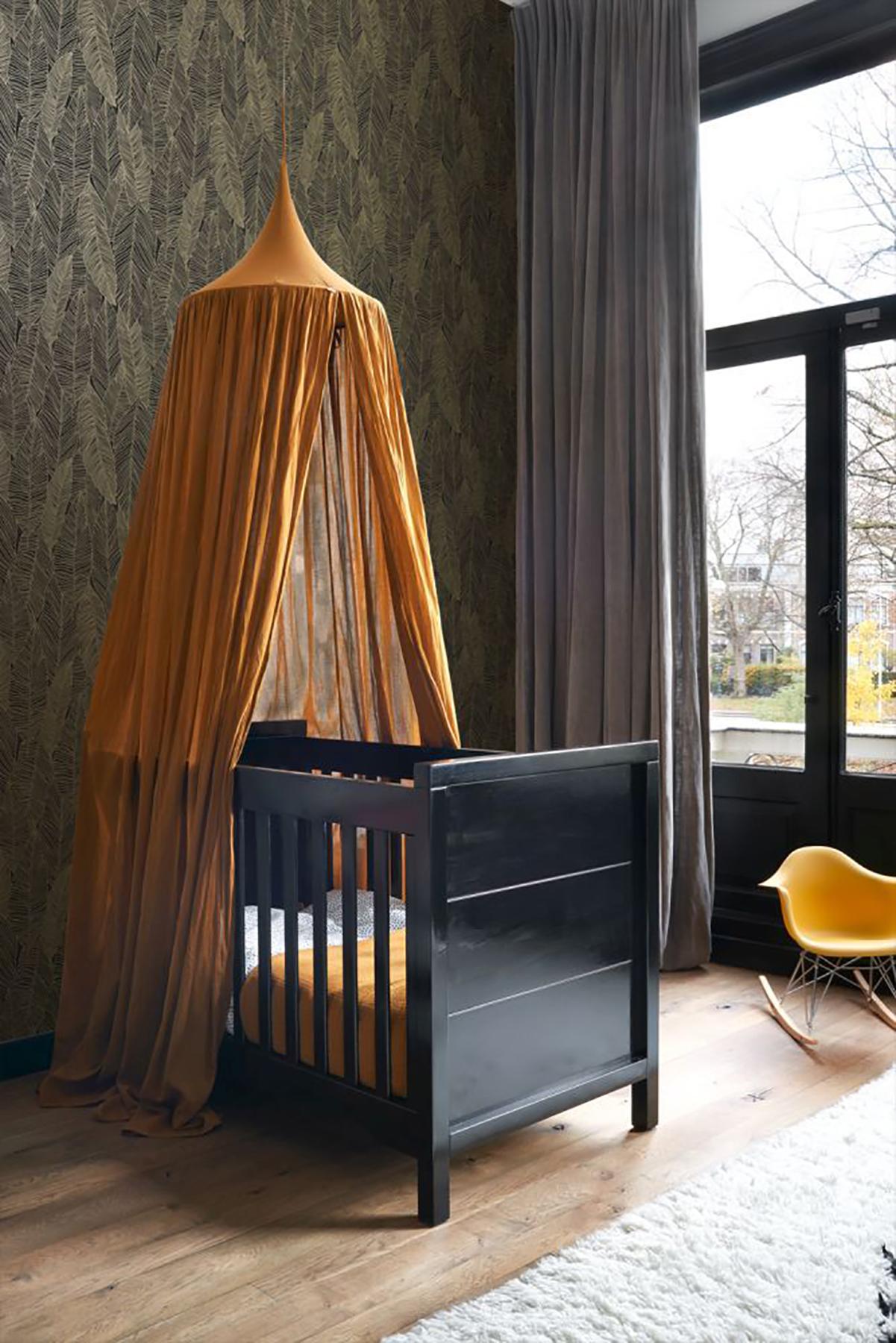 York Canales Black Gold Inked Leaves Wallpaper