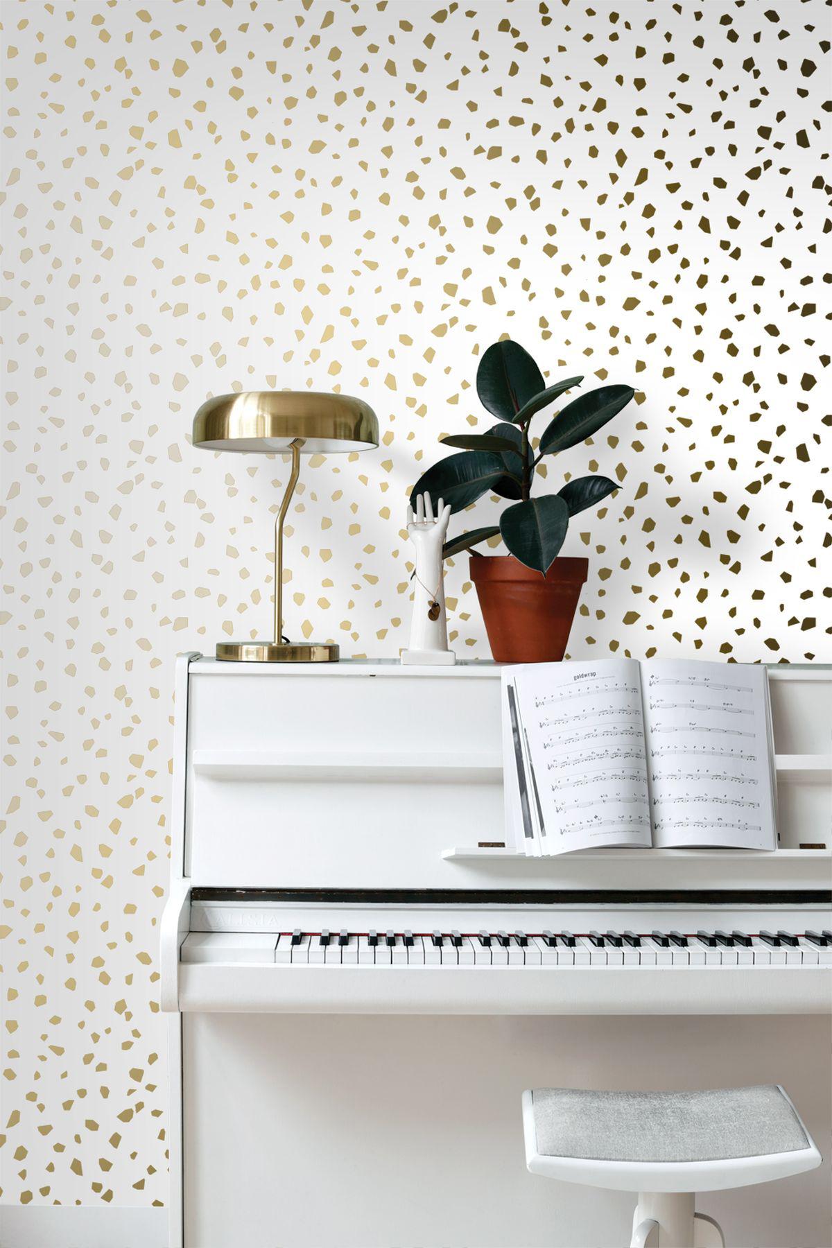 York Confetti Gold Terrazzo Wallpaper