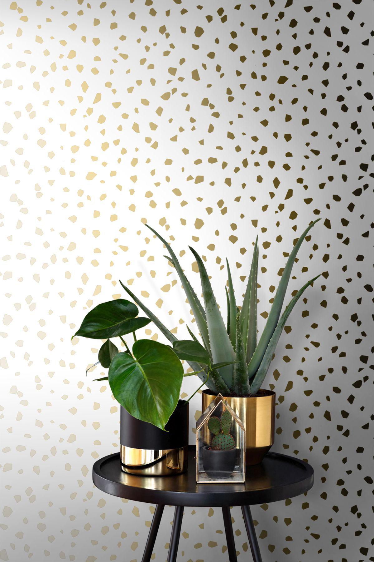 York Confetti Gold Terrazzo Wallpaper