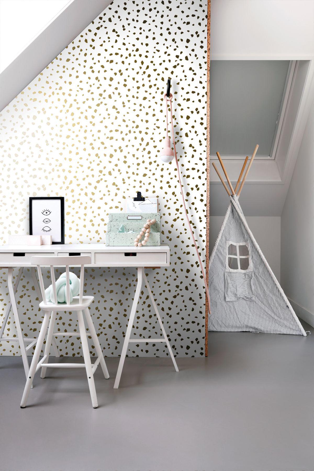 York Confetti Gold Terrazzo Wallpaper