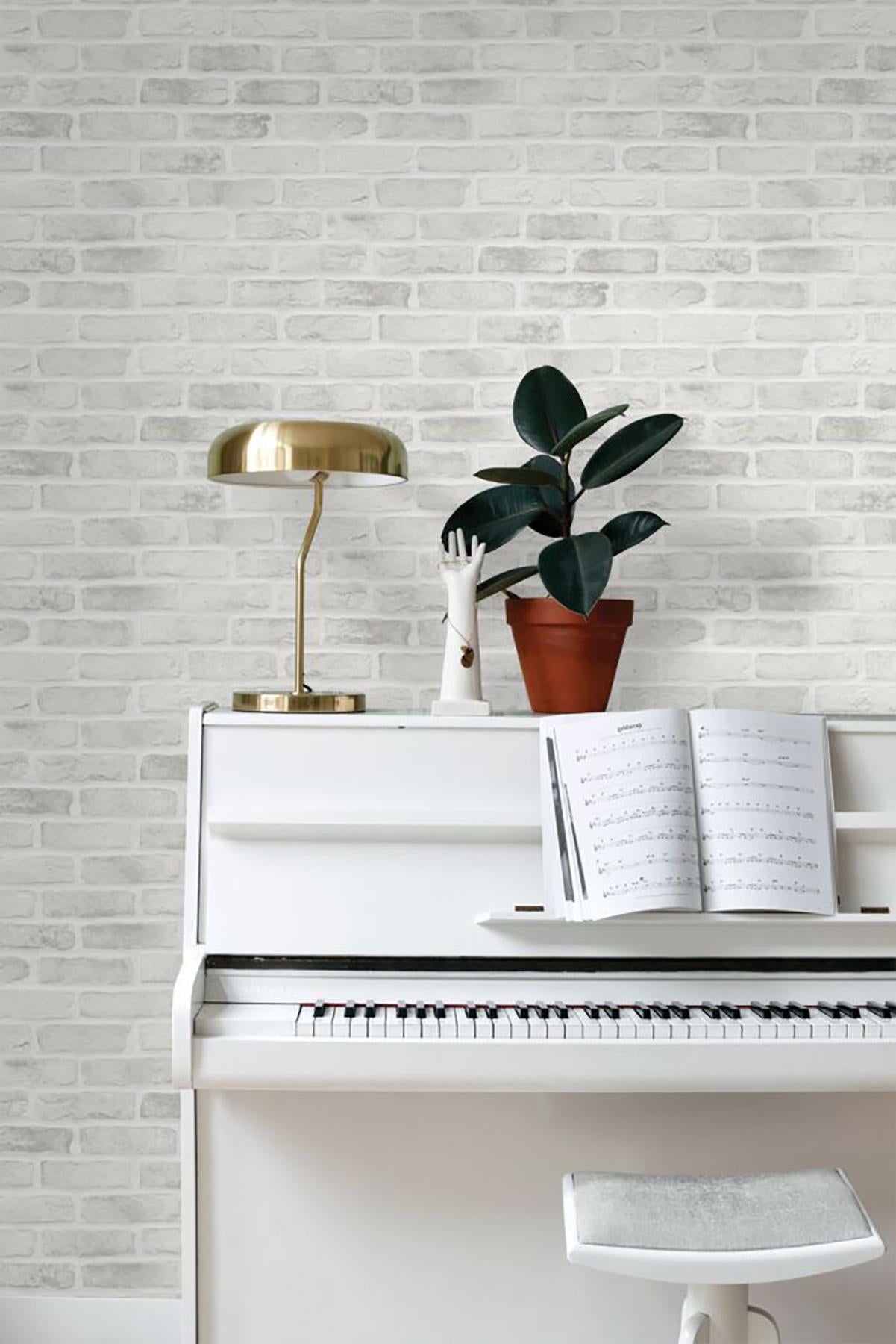 York Burnham Grey Brick Wall Wallpaper