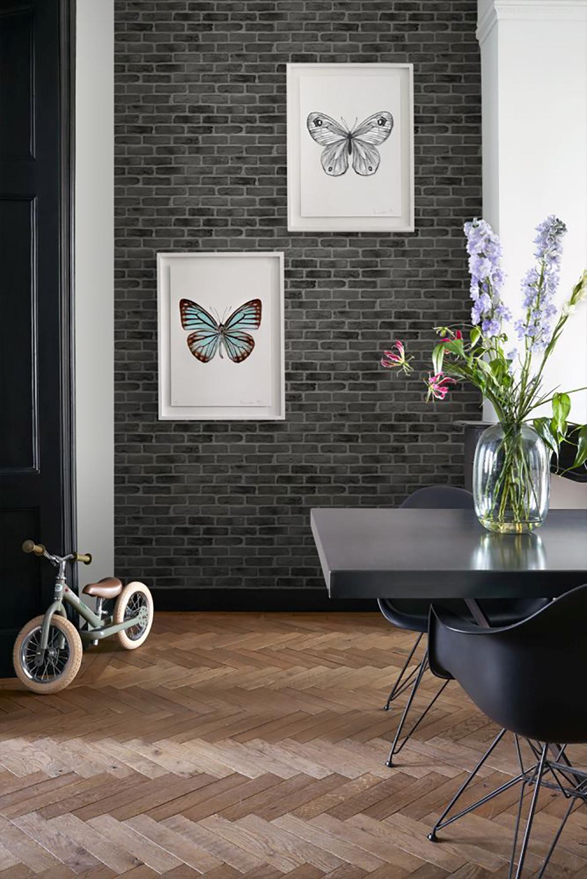 York Burnham Black Brick Wall Wallpaper