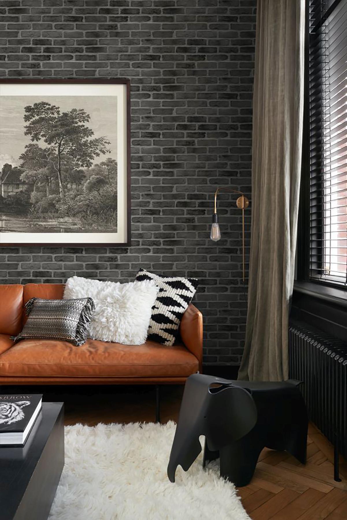 York Burnham Black Brick Wall Wallpaper