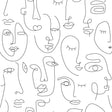 York Sharona White Line Art Faces Wallpaper