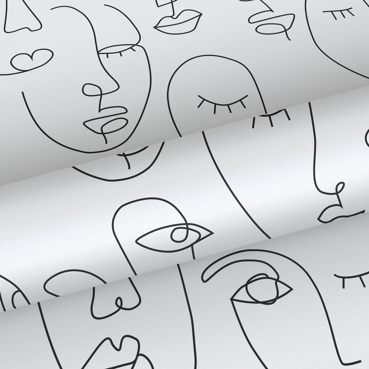 York Sharona White Line Art Faces Wallpaper