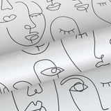 York Sharona White Line Art Faces Wallpaper