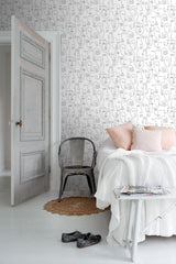 York Sharona White Line Art Faces Wallpaper