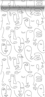 York Sharona White Line Art Faces Wallpaper