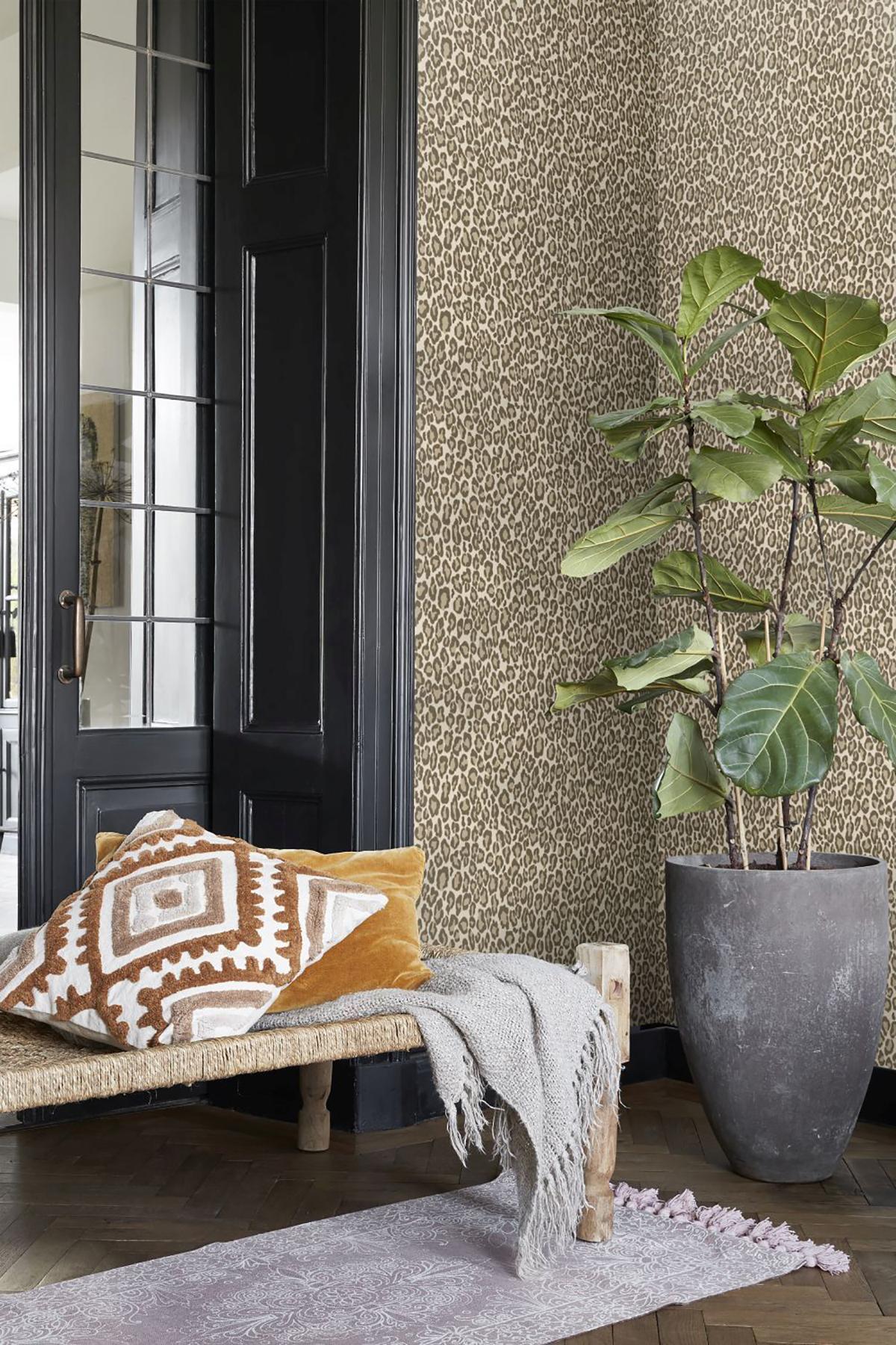 York Cicely Brown Leopard Skin Wallpaper