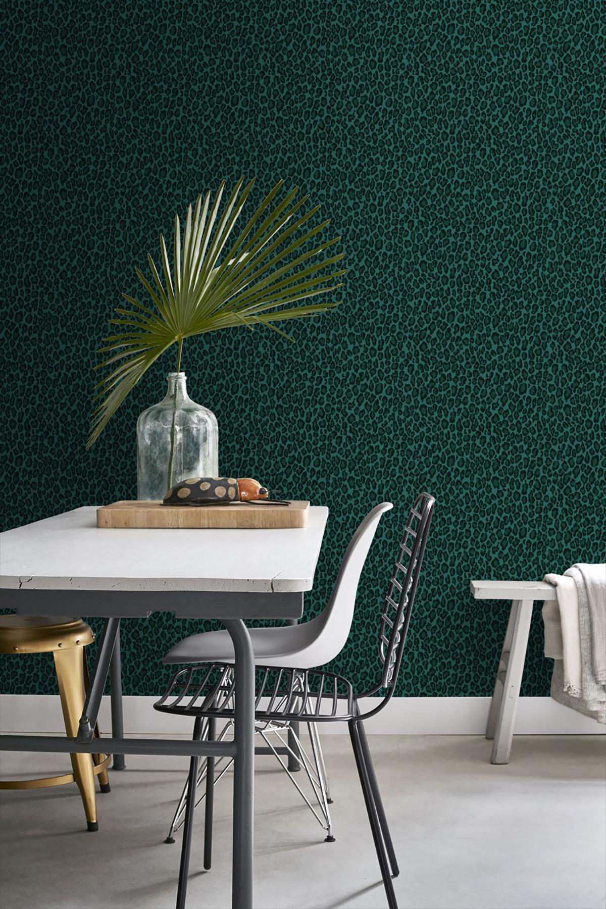 York Cicely Green Leopard Skin Wallpaper