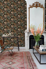 York Zarinda Olive Flowers Wallpaper
