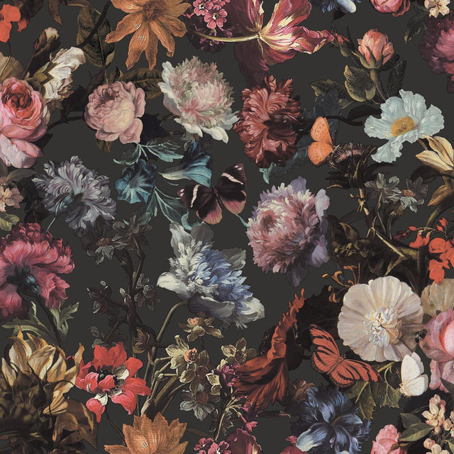 York Zarinda Dark Grey Flowers Wallpaper