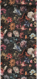 York Zarinda Dark Grey Flowers Wallpaper