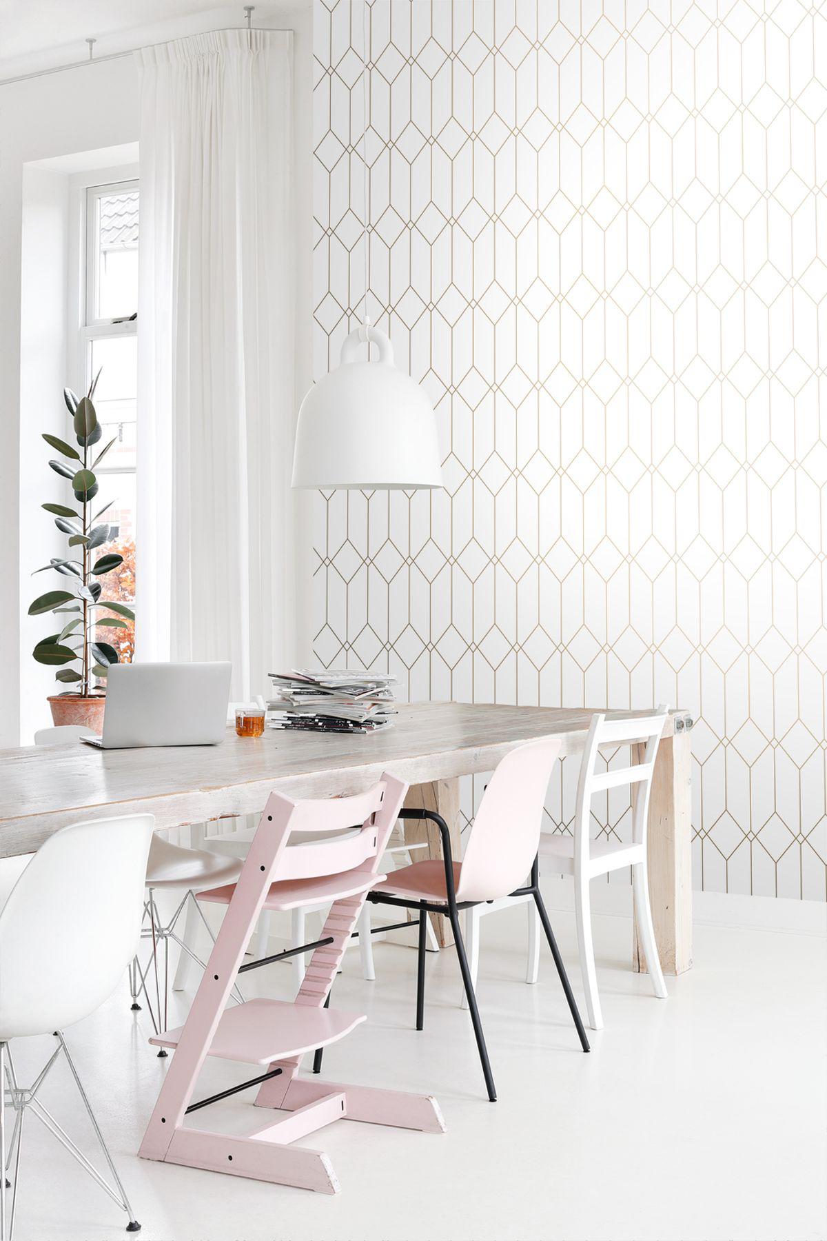 York Trilliant White Art Deco Motif Wallpaper