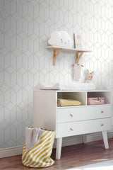 York Trilliant White Art Deco Motif Wallpaper