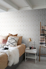 York Trilliant White Art Deco Motif Wallpaper