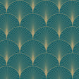 York Lempicka Teal Art Deco Motif Wallpaper