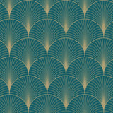 York Lempicka Teal Art Deco Motif Wallpaper