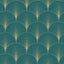 York Lempicka Teal Art Deco Motif Wallpaper
