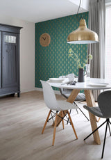 York Lempicka Teal Art Deco Motif Wallpaper
