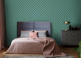 York Lempicka Teal Art Deco Motif Wallpaper